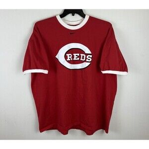 Vintage Y2K Nike Center Swoosh Cincinnati Reds Graphic Ringer T-Shirt / XXL